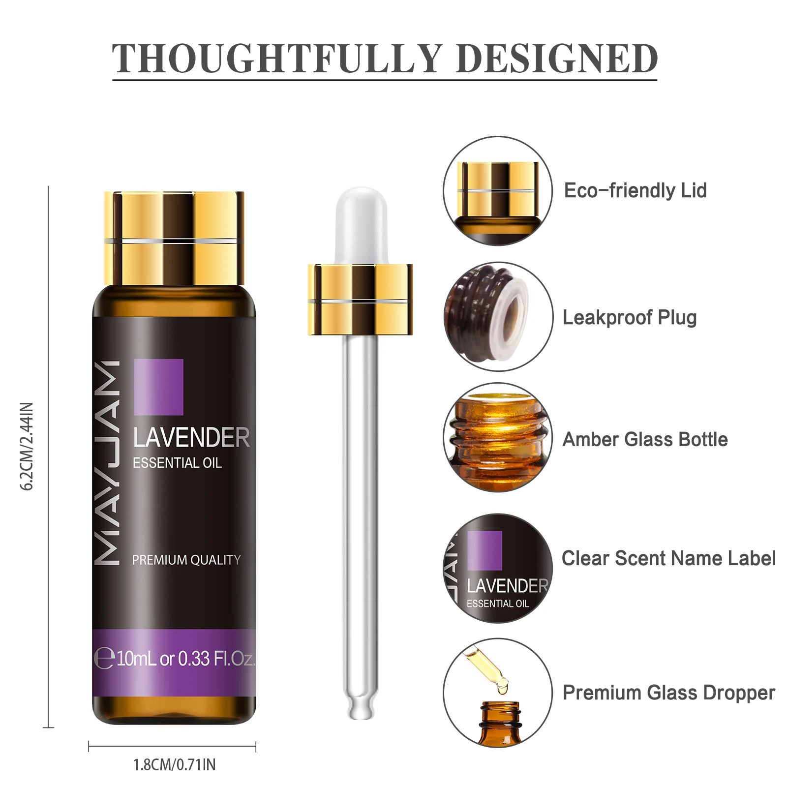 Pure Plant Essential Oil – Natural Aromatherapy Diffuser Oil (Lavender, Mint, Tea Tree, Rose, Vanilla, Sandalwood )