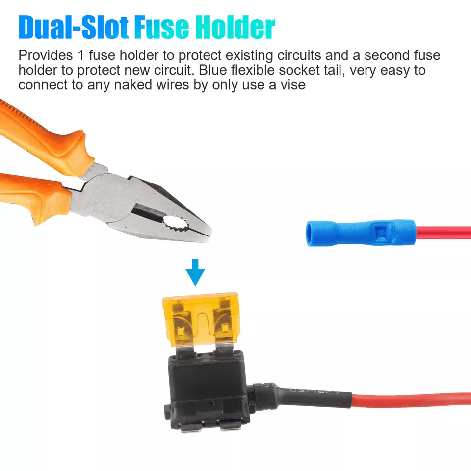 Car Add-a-Circuit Fuse Adapter Kit, Standard & Mini Blade Fuse Holders for Automotive Electrical Accessories