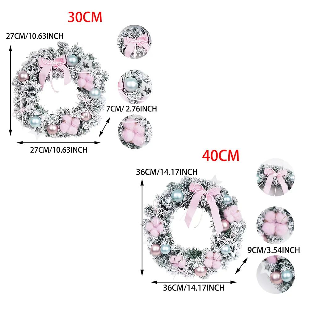 Pink Snowflake Christmas Wreath Door Hanging Holiday Decoration
