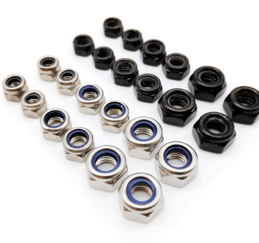 304 Stainless Steel Lock Nuts – Black Hex Nylon Insert Lock Nuts (M2–M16)