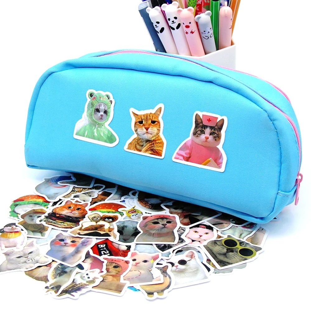 MeowMix Cute Cat Sticker Pack – Waterproof Cartoon Vinyl Decals 2–3 in for Laptop, Phone & DIY Decor
