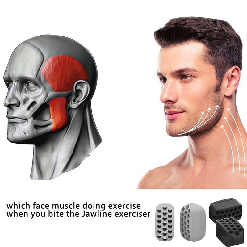 Facial Beauty Tool Silicone Jaw Exerciser Jawline Fitness Ball, Neck Toning Equipment Double Chin Reducer