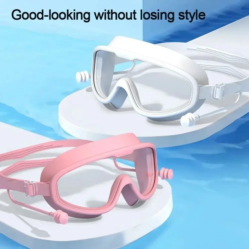 Professional Swimming Goggles with Silicone Frame and Earplugs - HD Anti-Fog Eyewear for Men and Women