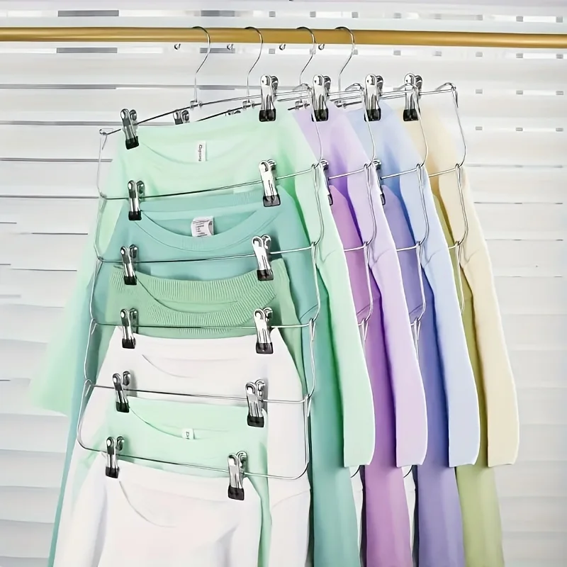 Durable Space-Saving Metal Pants Hanger Black Multi-Layer Storage For Skirts And Trousers