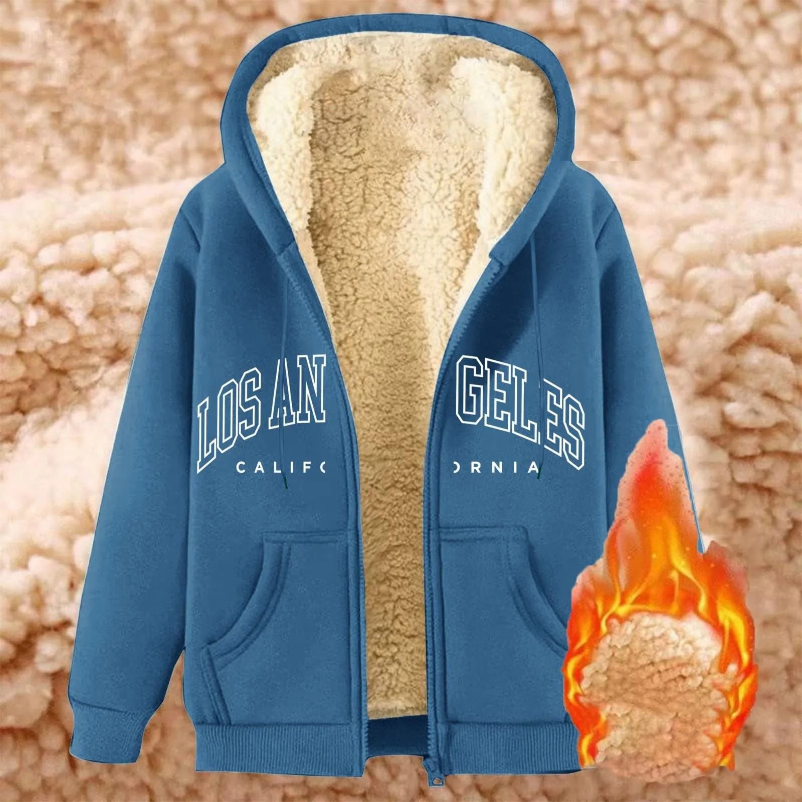 Womens Fleece Lined Zip Up Hoodie with Pockets