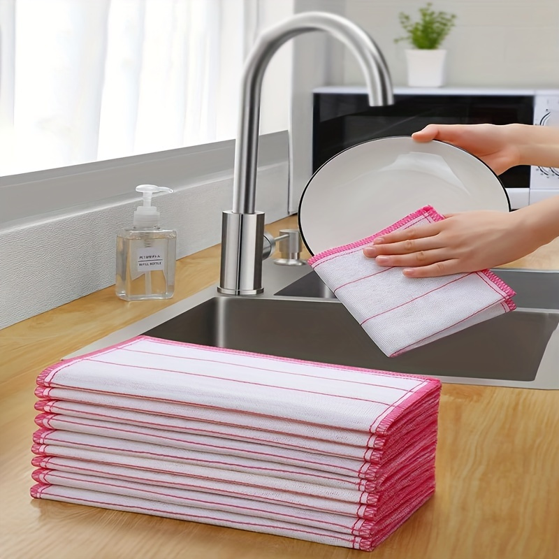 Reusable Wood Microfiber Encrypted Dish Cloth, Layers of Cotton Plant Fiber, Degreasing Easy Cleaning Cloth