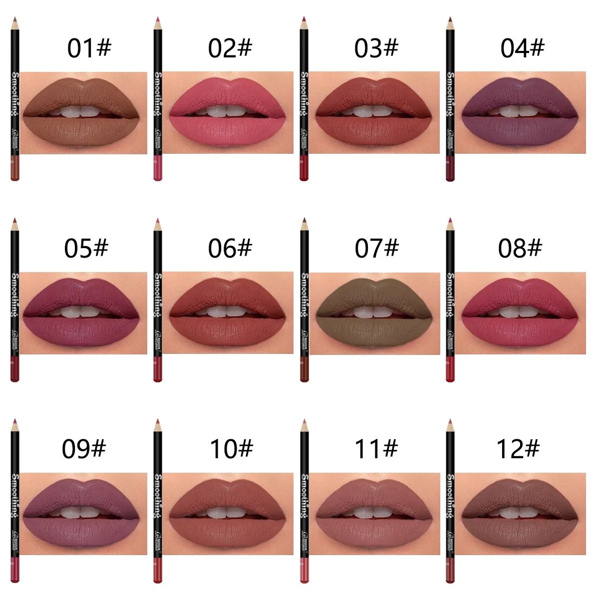 12 Pcs Long Lasting Lipstick Set with Professional Lip Liner