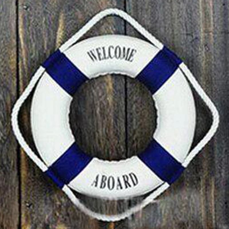 Mediterranean Decorative Lifebuoy – Red & Blue Creative Lifebuoy Hanging Ornament for Home & Living Room Decor