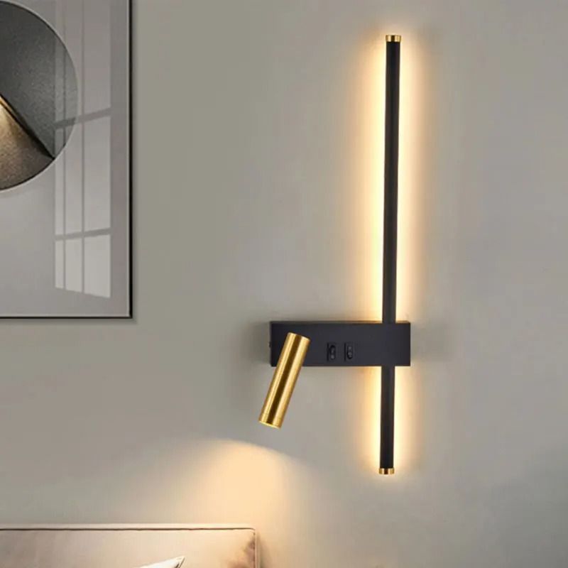 Nordic Modern Wall Lamp Black and White Minimalist Bedroom or Living Room Decorative Light
