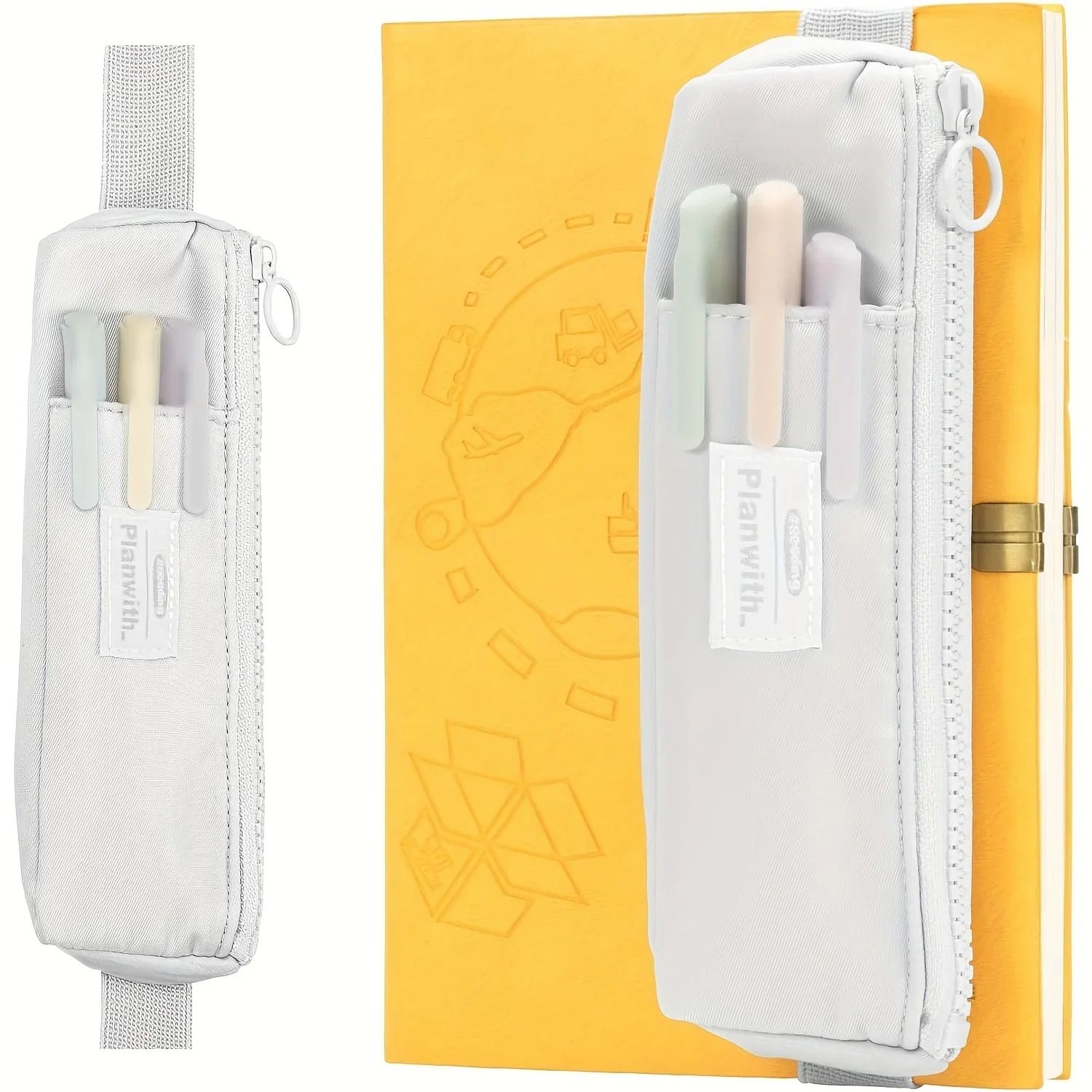 Slim Canvas Pencil Holder and Precision Notebook Interface with Adjustable Elastic Band