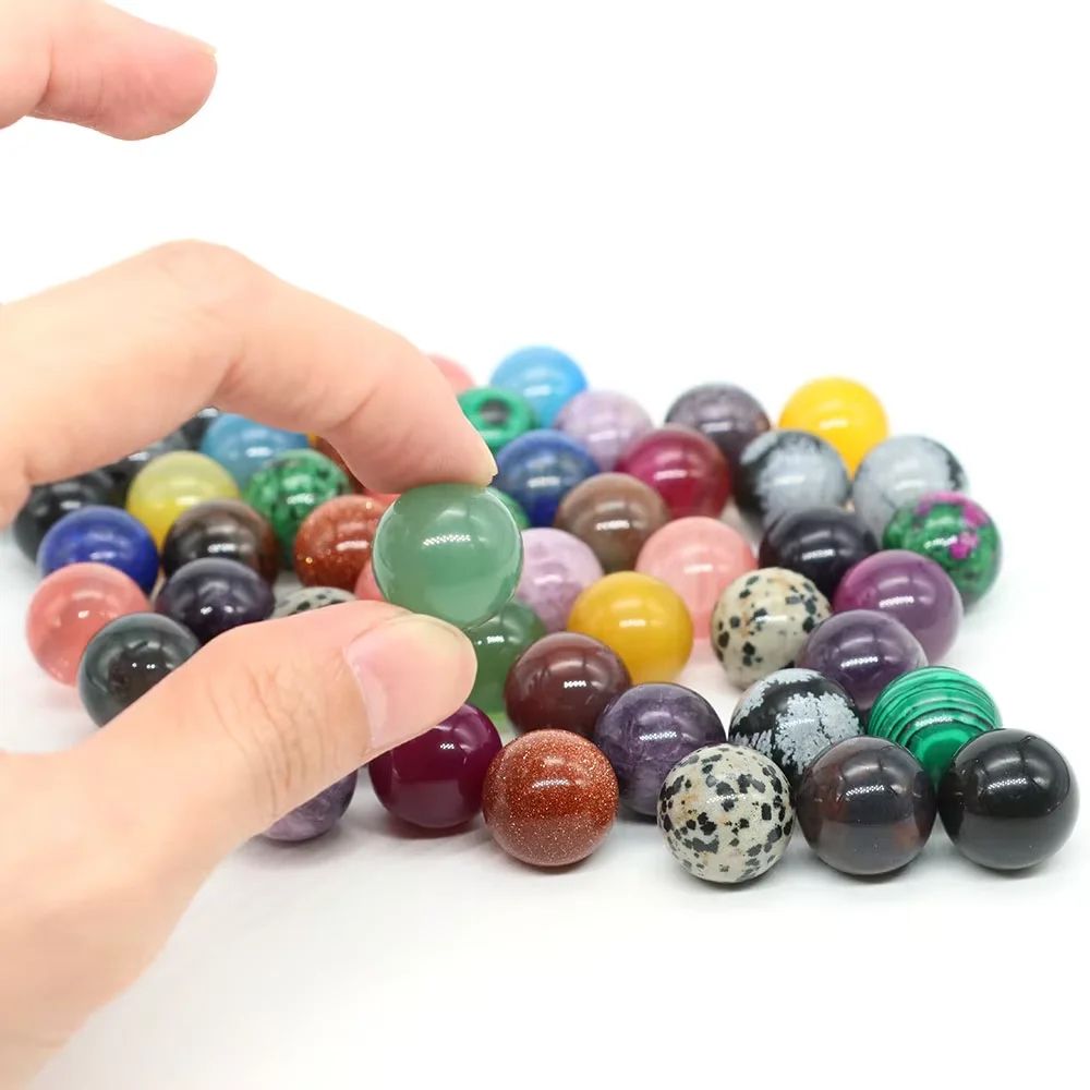 Natural Crystal Sphere Ball for Healing & Decor – 16mm Amethyst Rose Quartz Chakra Gem