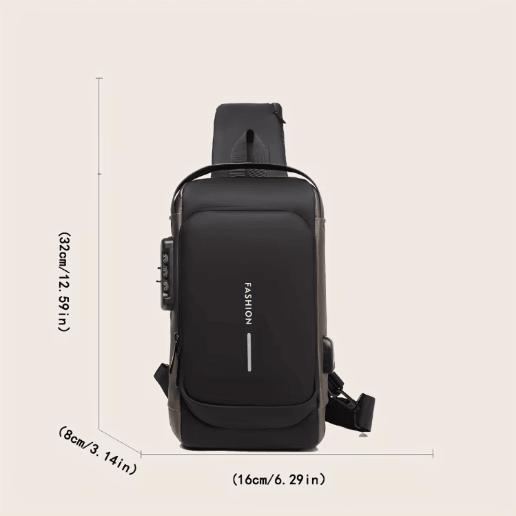 SecureFlex Mens Anti Theft Chest Bag with Password Lock