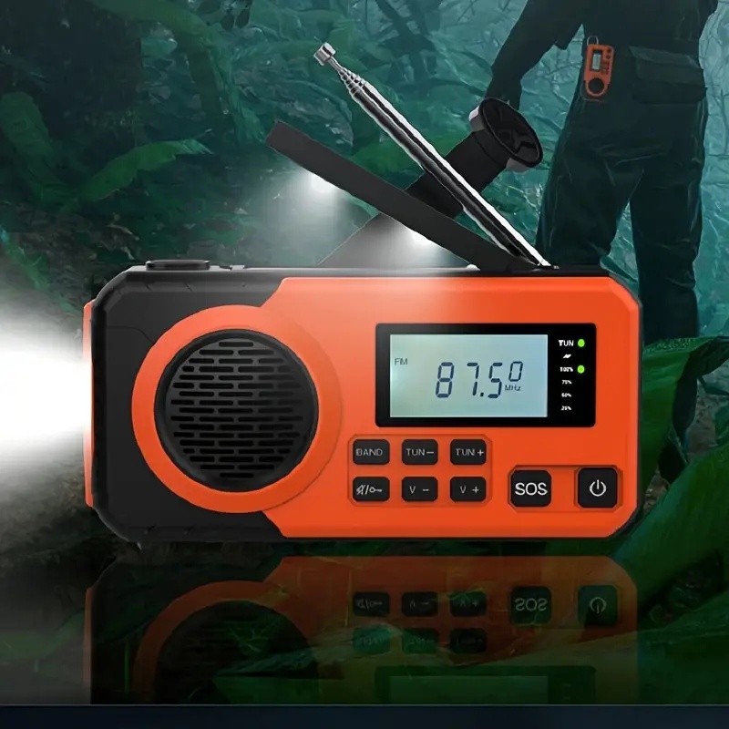 Emergency Weather Radio with Hand Crank, Solar Powered Radio and Phone Charger