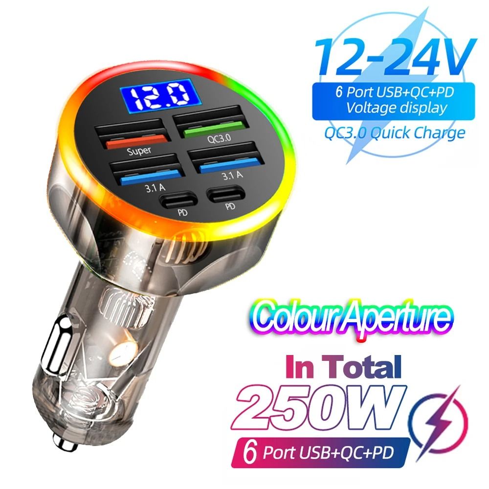High Power Car Charger with Digital Display PD and QC 3.0 Fast Charge