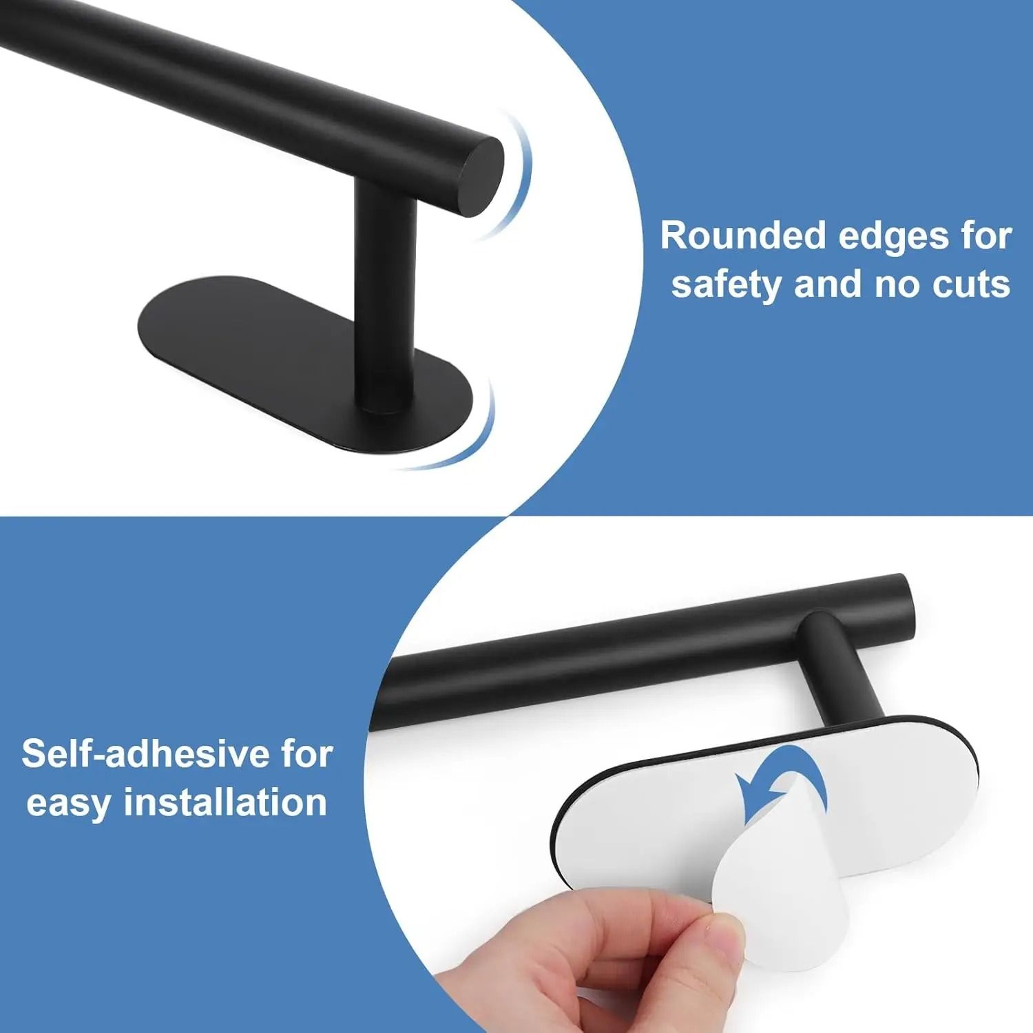 Self-Adhesive Stainless Steel Towel Rail – Modern No-Drill Wall Hanging Holder