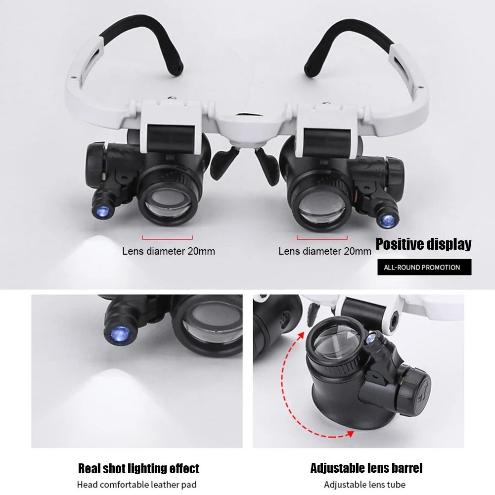 Headband Magnifying Glass with LED Light 8X 15X 23X