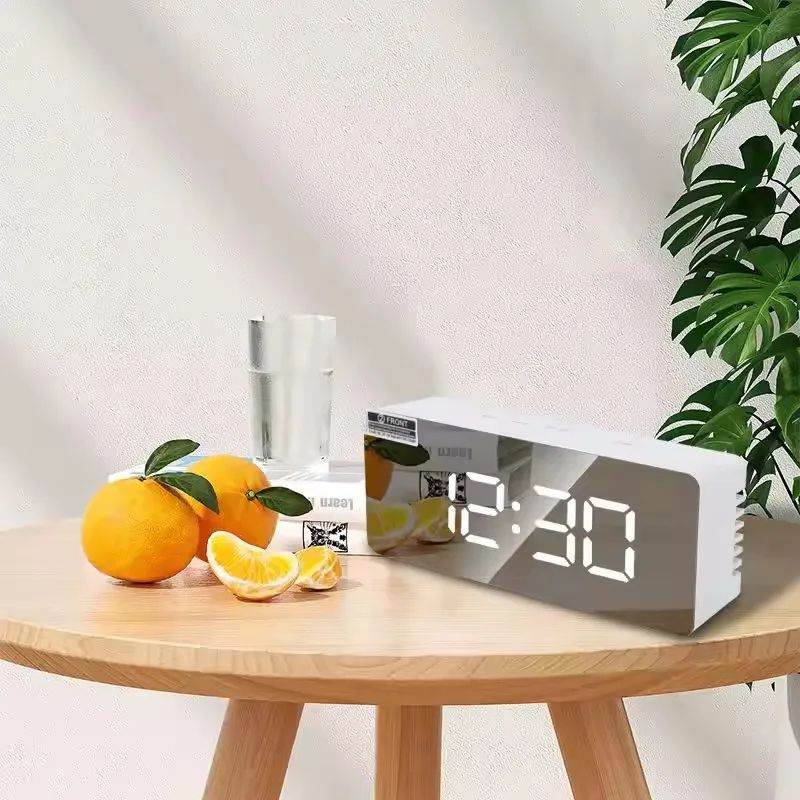 Smart LED Mirror Alarm Clock – USB Digital Desk Clock with Snooze & Night Display