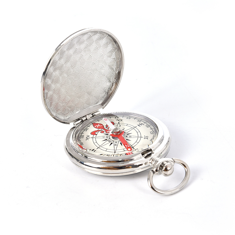 Vintage Pocket Watch Compass Keychain for Hiking and Camping