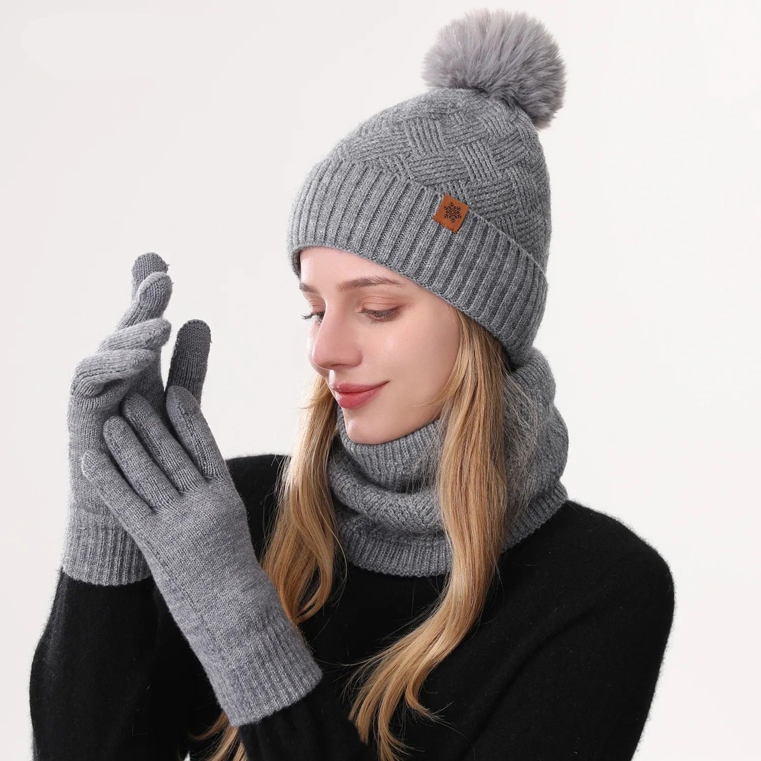 Unisex Double-Layer Fleece-Lined Thermal Winter Set