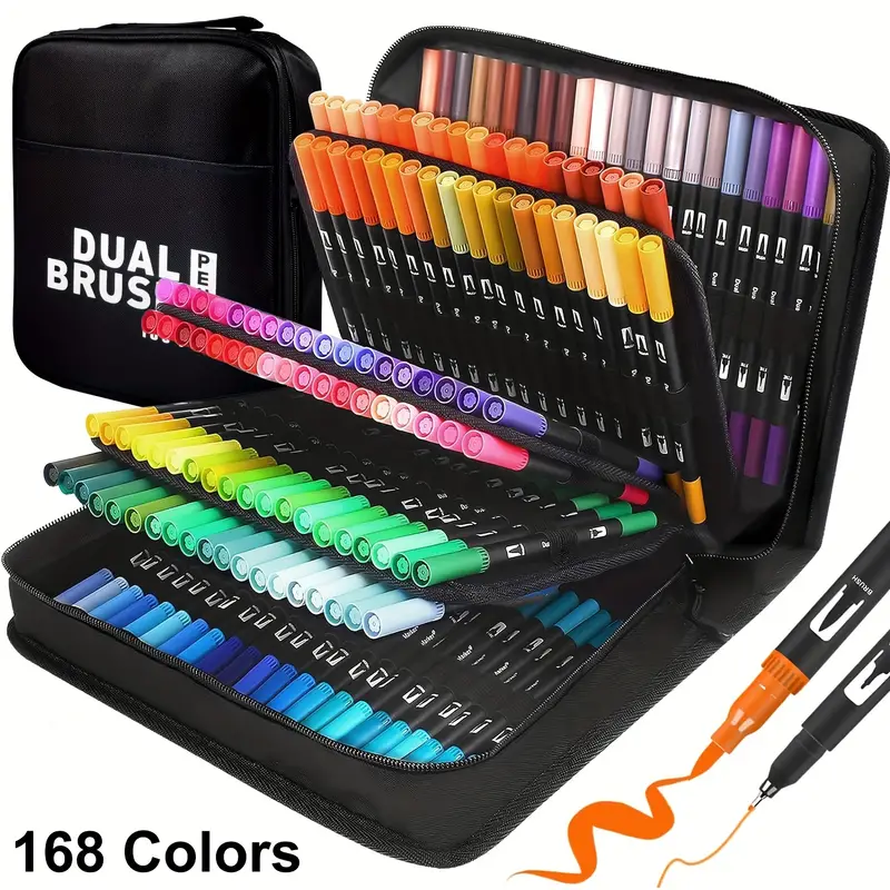 Dual Tip Brush Pens Set for Journaling, Coloring, Calligraphy & Art Projects