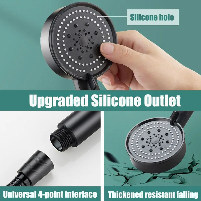 Adjustable High Pressure Shower Head with Hose, Water Saving One-Key Stop Spray Nozzle, Bathroom Shower