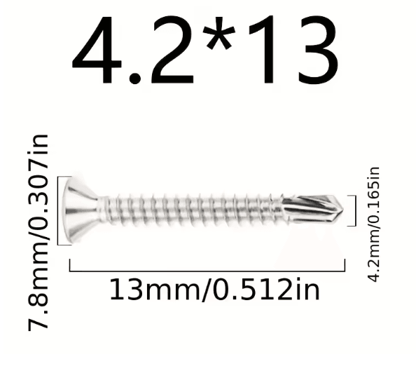 50 Piece 410 Stainless Steel Flat Head Self Drilling Screws M4.2