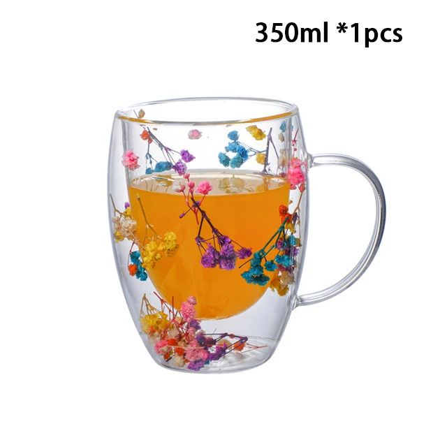 Heat Resistant Double Wall Glass Coffee Cup With Handle, Insulated Tea, Espresso, Milk Mug, Elegant Clear Gift Drinkware