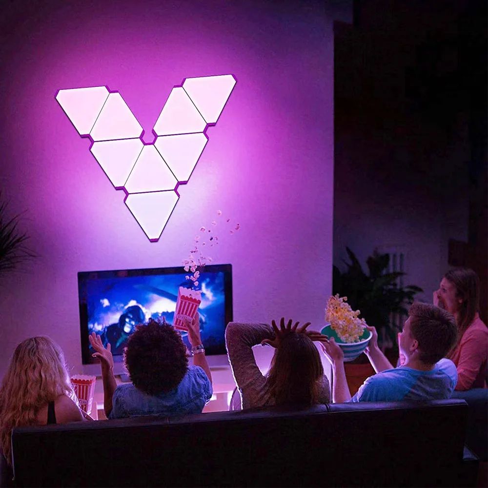 Quantum Atmosphere LED Triangle Lamps, WIFI Bluetooth USB Smart Wall Light, Creative Gaming Bedroom Decor