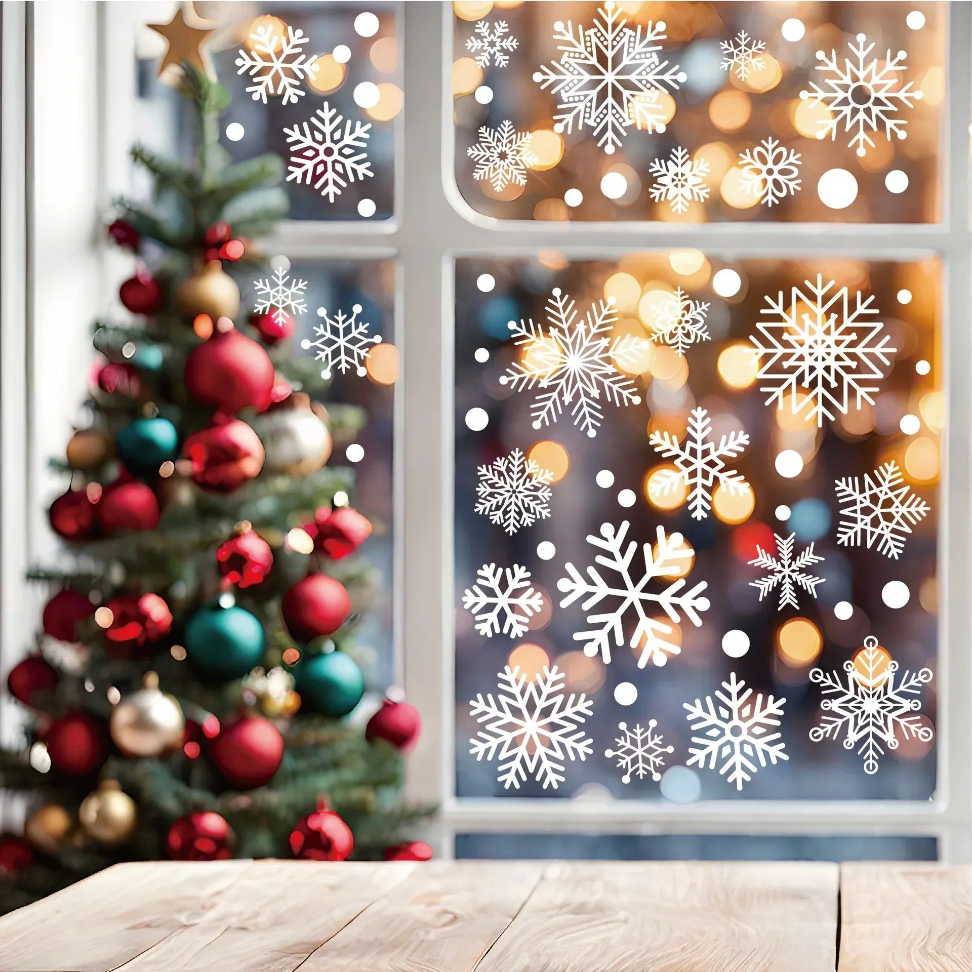 White Snowflake Christmas Window Stickers for Glass and Walls