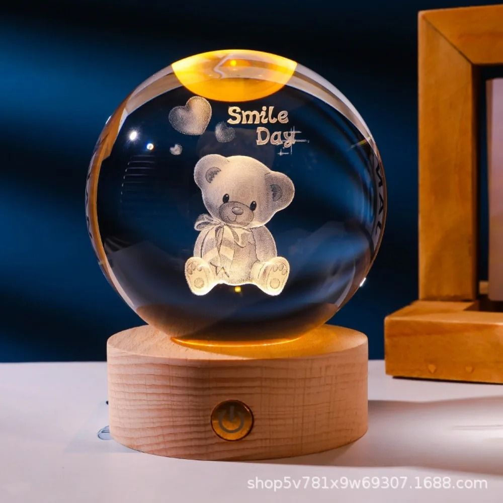3D Laser Engraved Crystal Ball Night Light