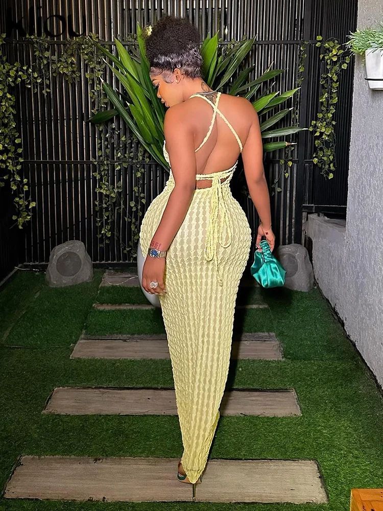 Midnight Sculpt Ruched Backless Bodycon Maxi Dress for Elegant Party Nights