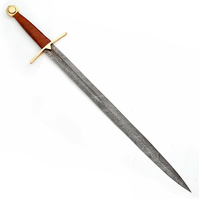 Full Tang Wolfskin Raider Handmade Damascus Steel Viking Sword