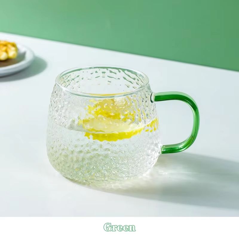 13.53 fl oz Hammer Pattern Heat Resistant Glass Coffee Mug with Handle