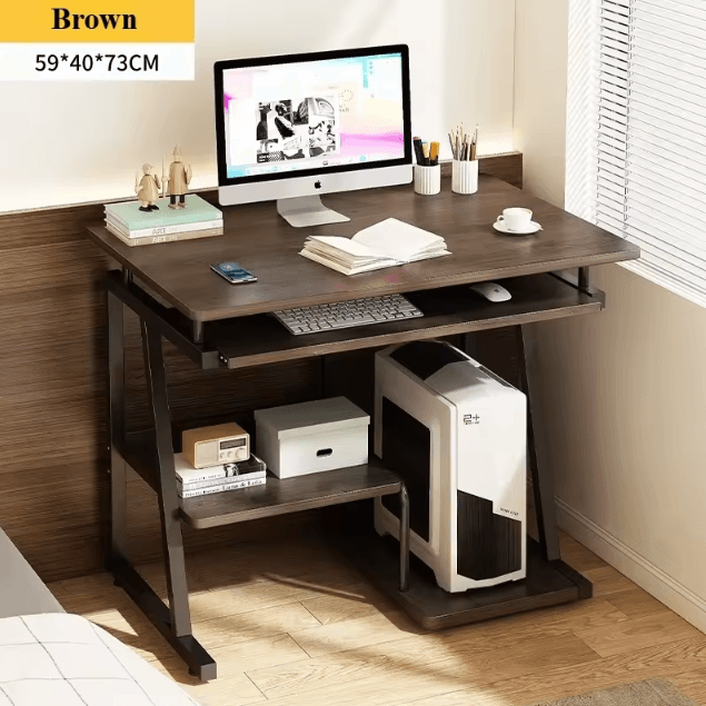 Small Computer Desk with Keyboard Tray and Monitor Shelf Compact Home Office Laptop Table