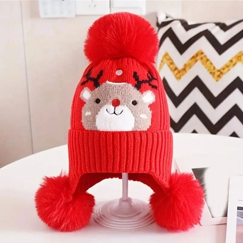 Cervidae-Kinetic Holiday Beanie – Premium Triple-Pompom Christmas Earflap Hat