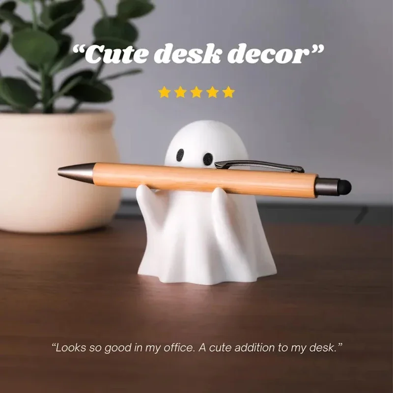 Funny Ghost Pen Holder, Spooky Ghost Figurine Pencil Holder, Desk Organizer Accessory, Unique Gifts for Families