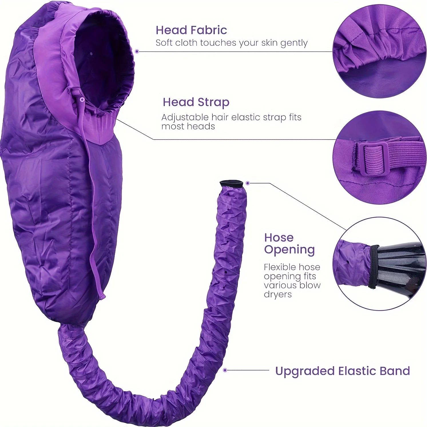 Adjustable Bonnet Hair Dryer Attachment with Deep Conditioning Cap for Curly and Textured Hair