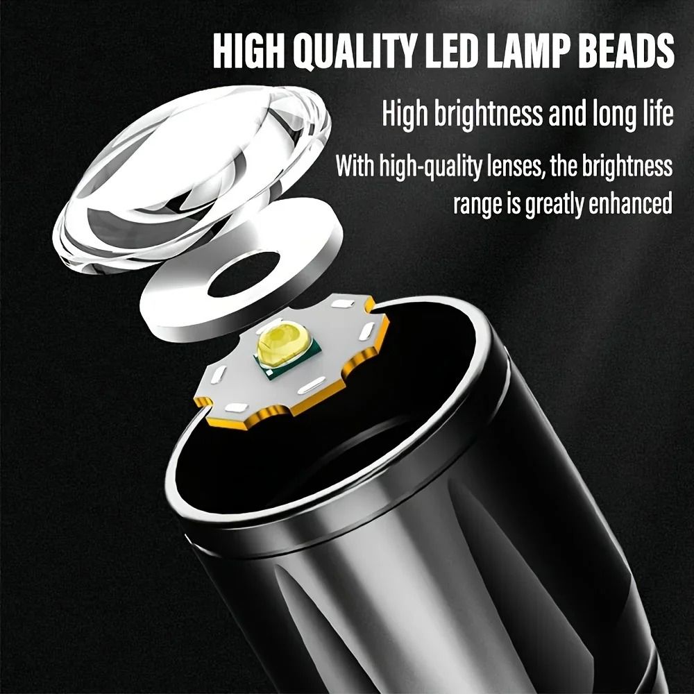 USB Rechargeable Mini COB and XPE LED Flashlight with Zoom and Pen Clip