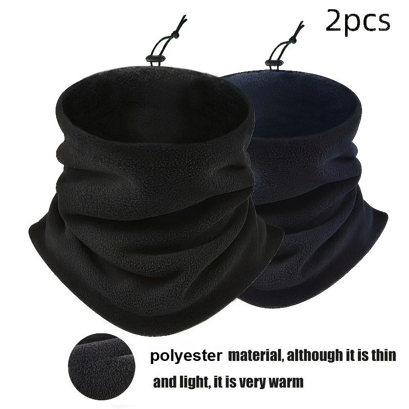 Men Thermal Neck Gaiter – Heavyweight Windproof Face Mask with Soft Fleece Lining & Breathable Knit (1/2 pcs)