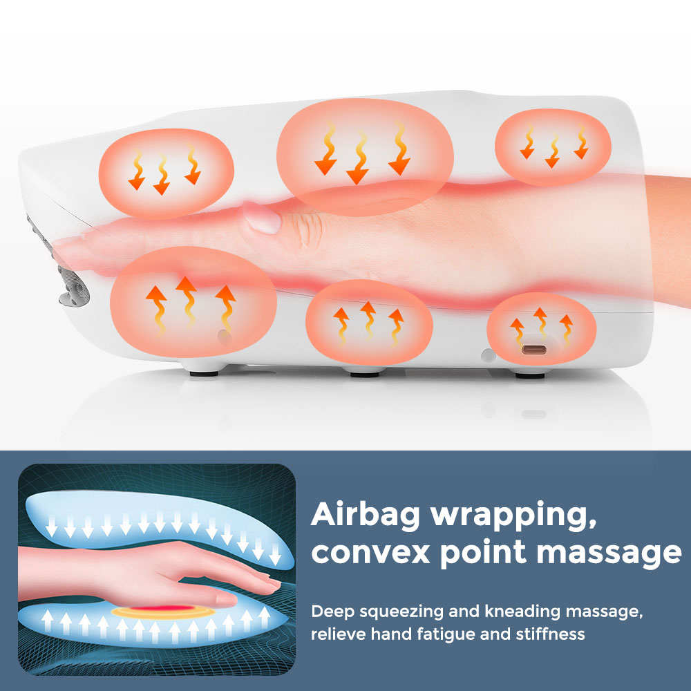 Electric Palm Massage Airbag Hand Massager, Wrapping Pressing Deep Squeezing Kneading, Hot Compress Hand Massage Device