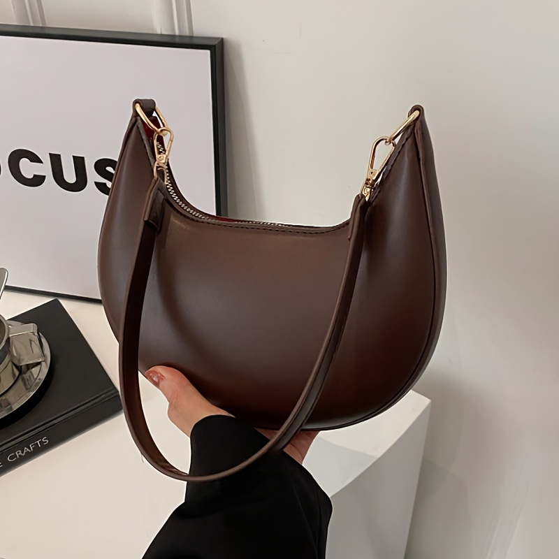 High-End Women's Shoulder Bag, Fashionable PU Leather, Square Shape with Internal Zipper Pocket, French Trendy Underarm