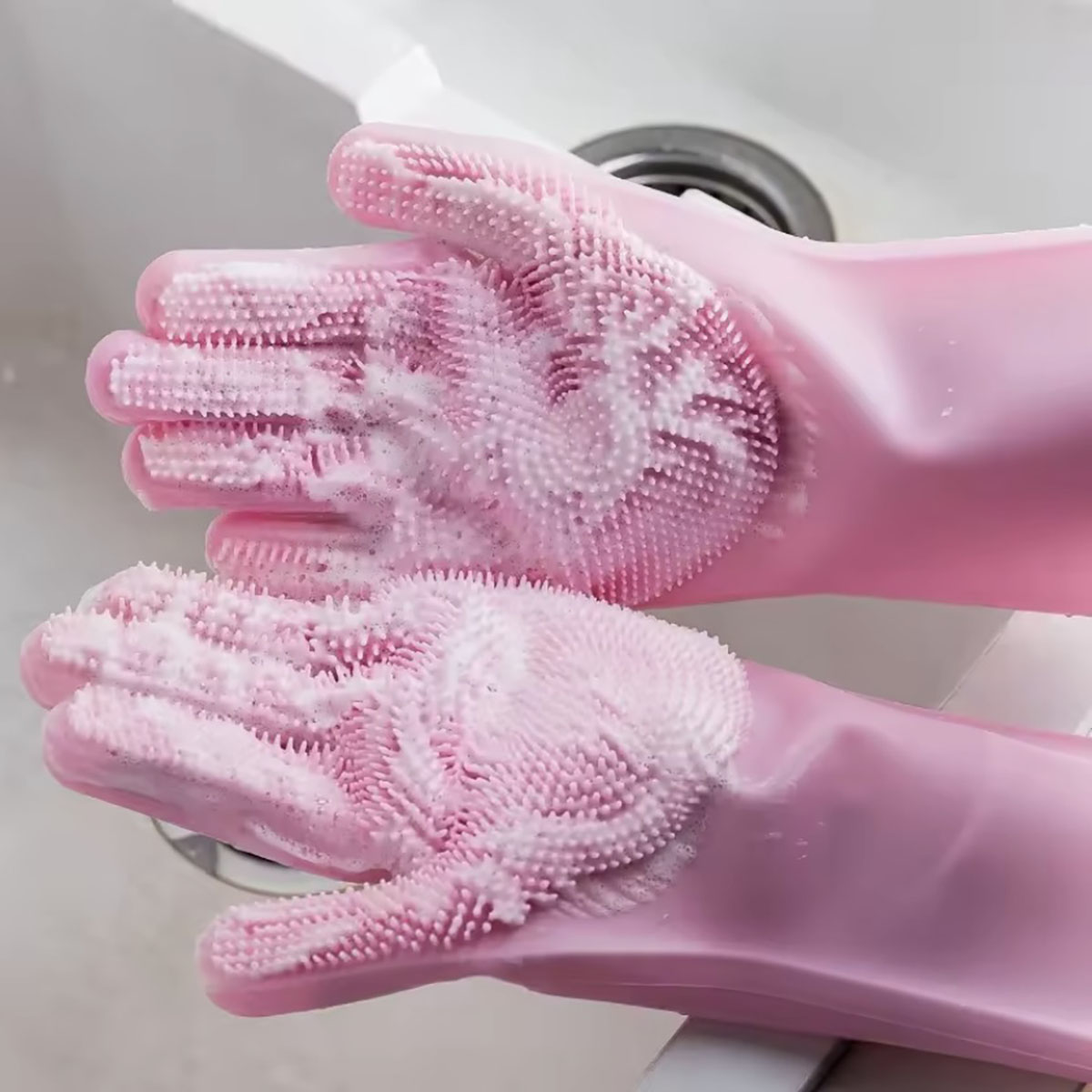 Magic Silicone Rubber Dishwashing Gloves, Household Sponge Scrubber, Kitchen Cleaning Tools, Dish Washing Gloves