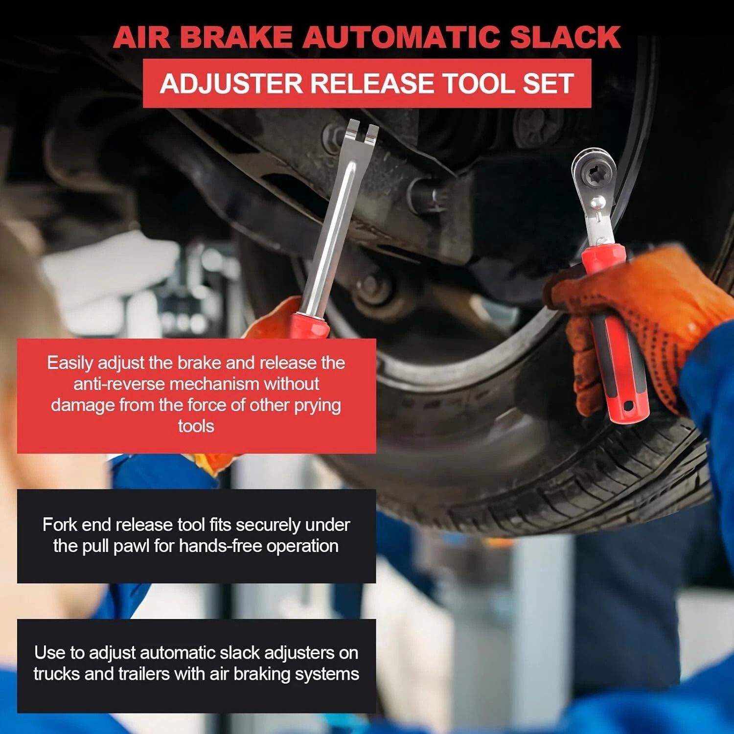 Automatic Slack Adjuster Release Hand Tool Set Ratchet Wrench Brake Adjustment Kit for Truck