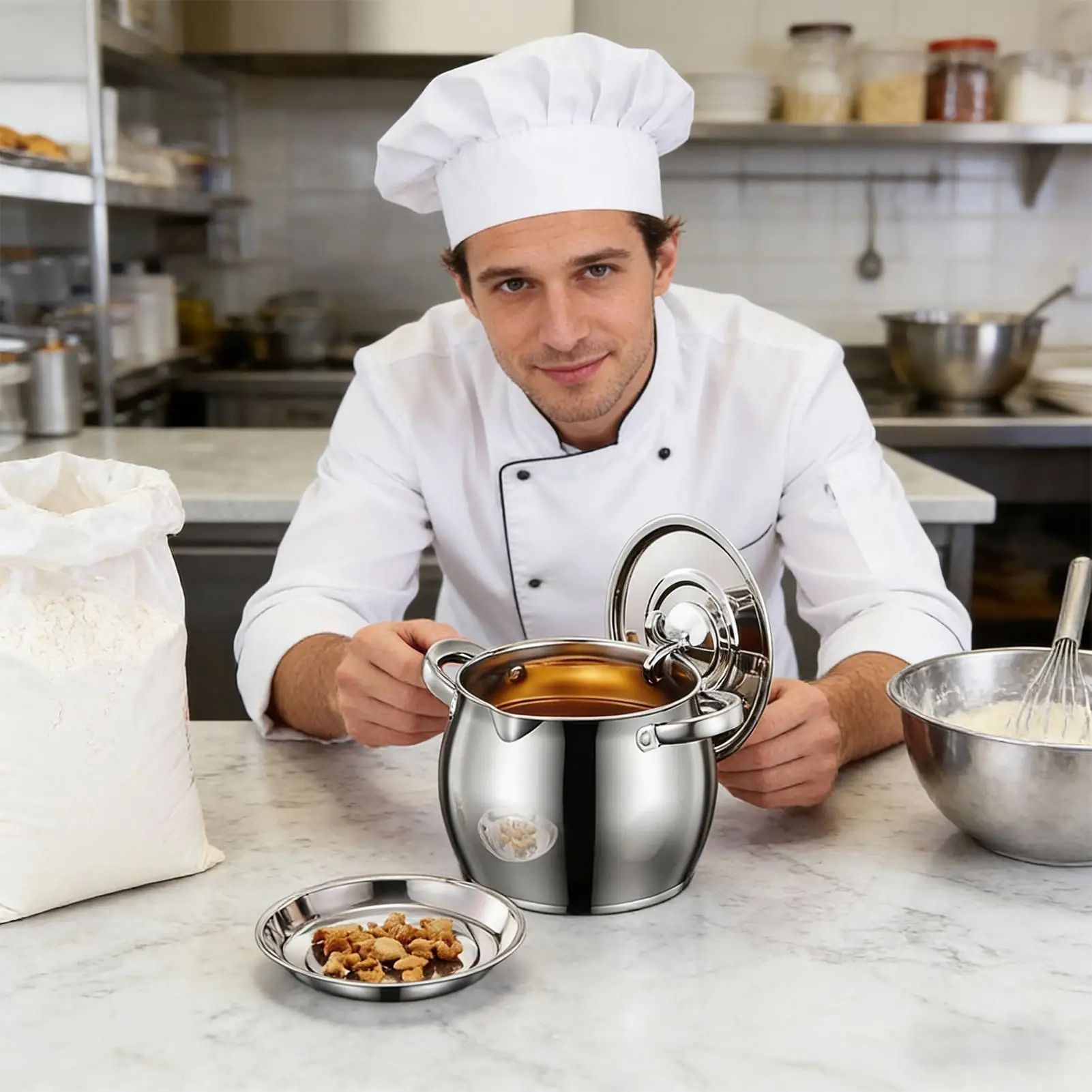 Stainless Steel Grease Container with Strainer Lid