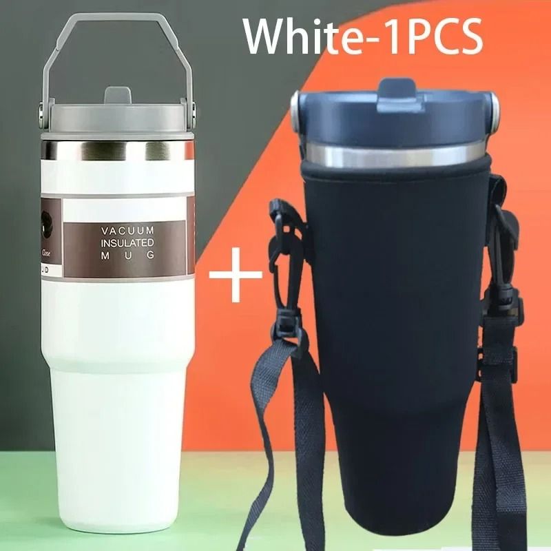 20oz/30oz Thermal Water Bottle With Straw Stainless Steel Car Coffee Mug Vacuum Flask Tumbler