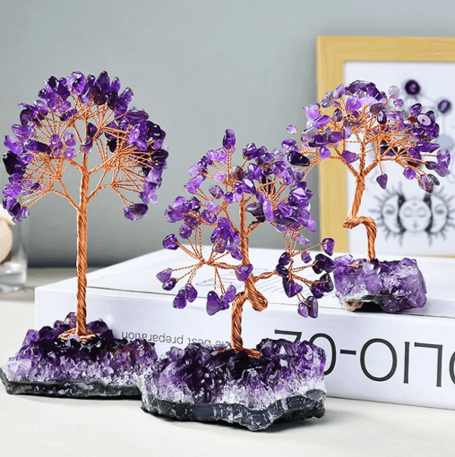 Amethyst Crystal Tree Decor Handmade Healing Stone Bonsai for Home & Desk