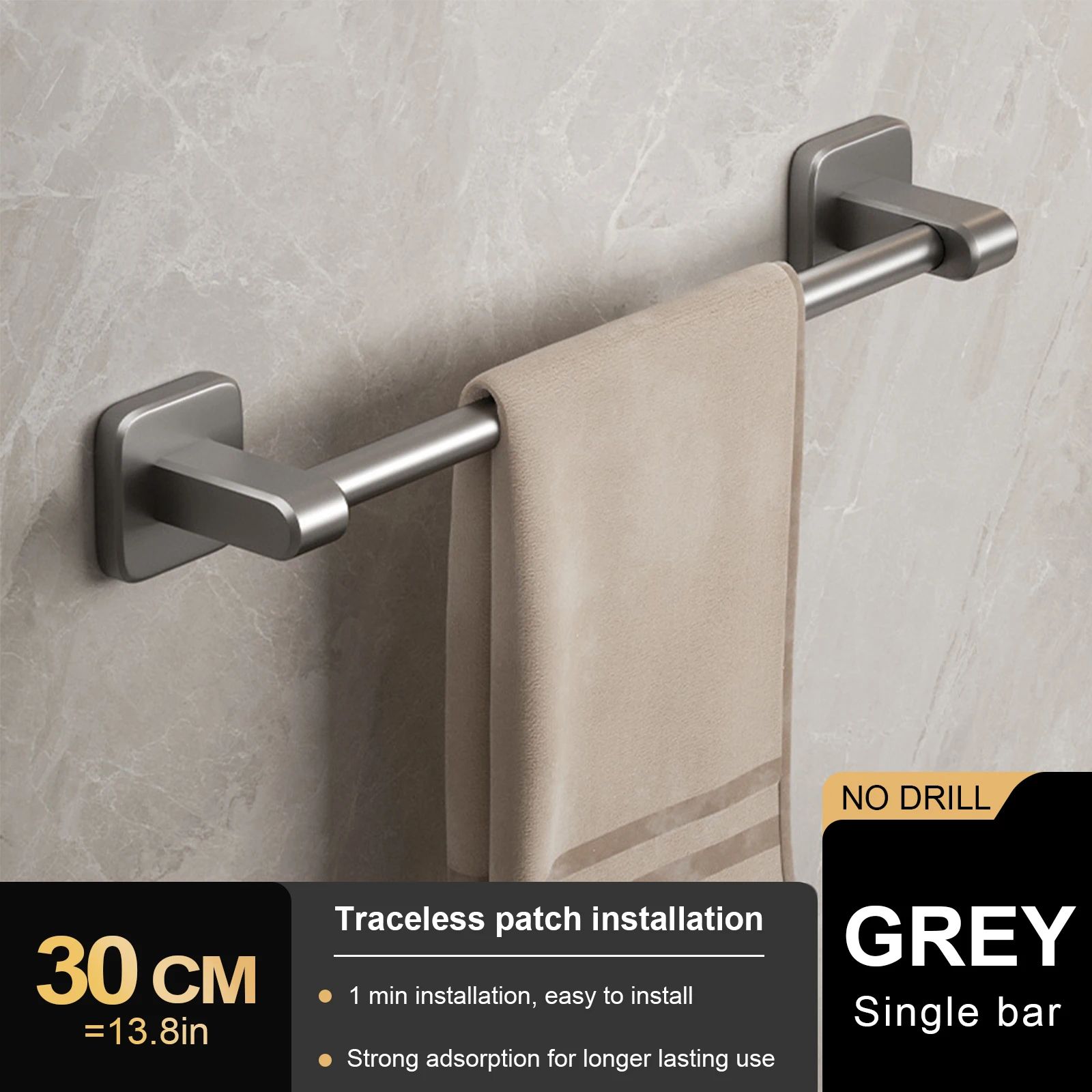 Wall Mount Double Towel Rack – No Drill ABS 2-Tier Bathroom Towel Bar