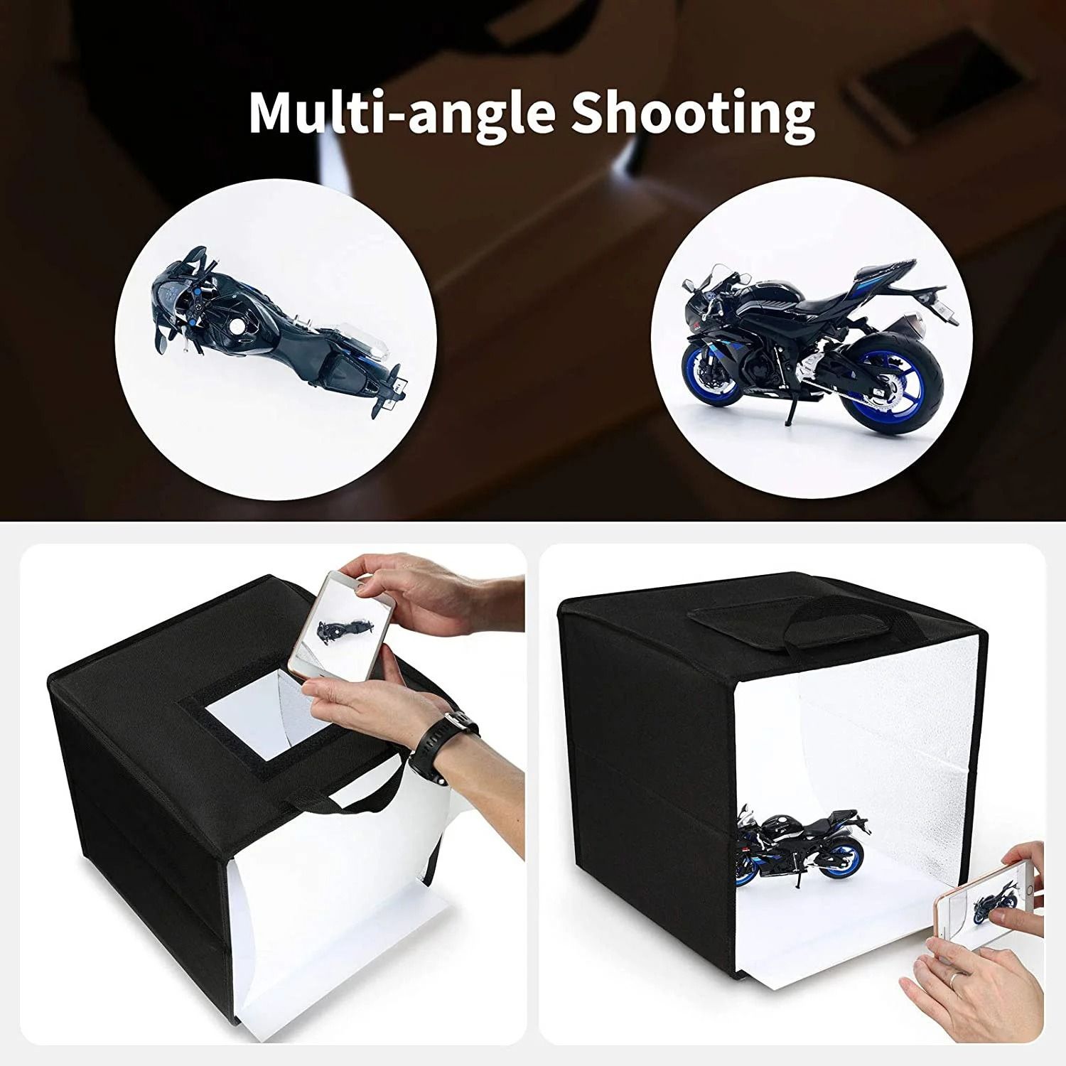 Photo Studio Light Box Kit - 120 LED Lights, 6 Backdrops