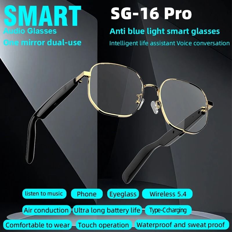 SG16 Pro Smart Audio Glasses with Blue Light Protection and Bluetooth Music