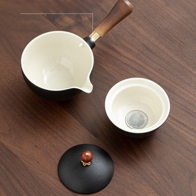 Creative Home Tea Maker, Automatic Rotating Teapots Ceramic, Kungfu Teaware Kit, Filter Side Handle Pot